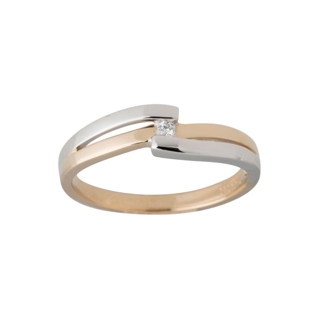 14kt ring bicolor m. 0,030ct TW SI