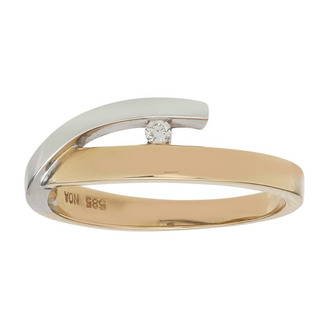 14kt ring bicolor m. 0,03ct TW SI