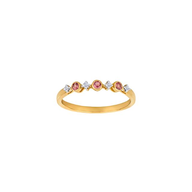 14kt ring pink tourmalin+dia. 0.06ct W SI