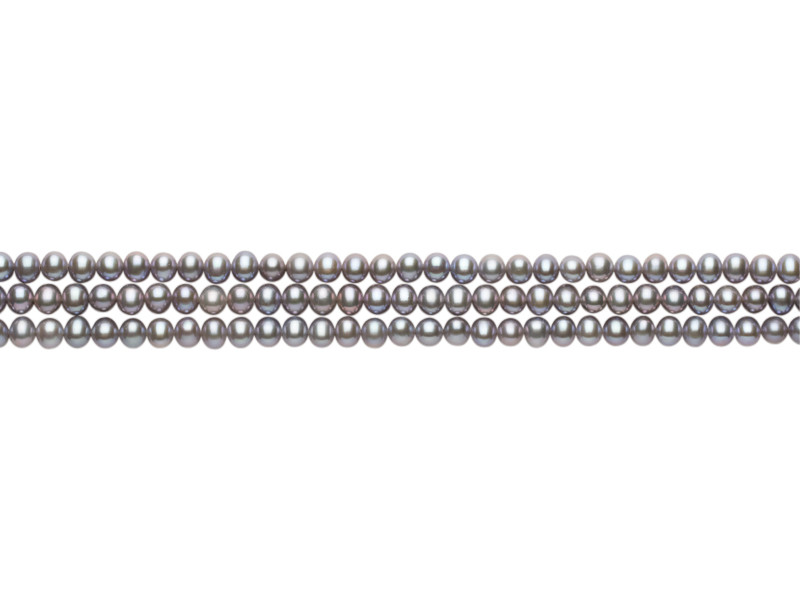 Ferskvandsperle 7-7,5 mm sølvgrå, let oval