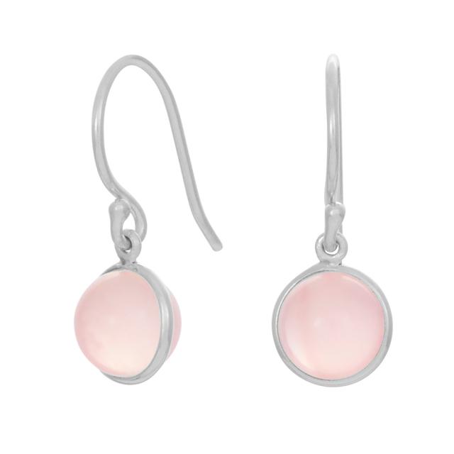 Rhd. sølv ørebøjle SWEETS52 rosa quartz 8mm