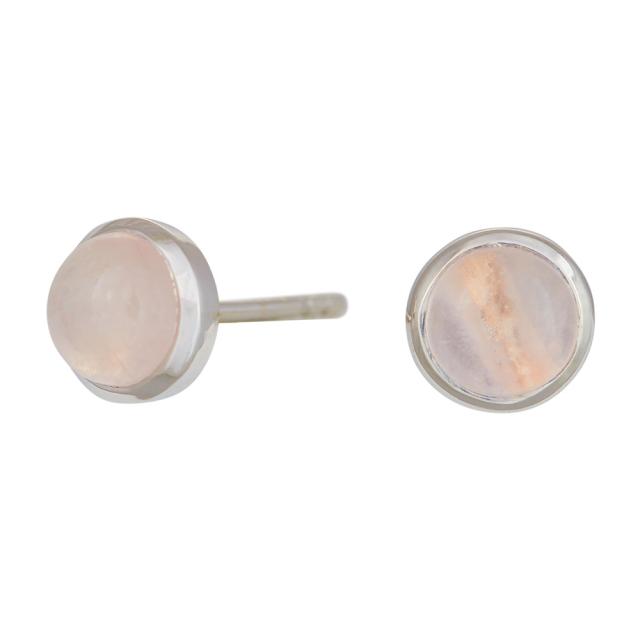 Rhd. sølv ørestikker SWEETS52 rosa quartz 7mm