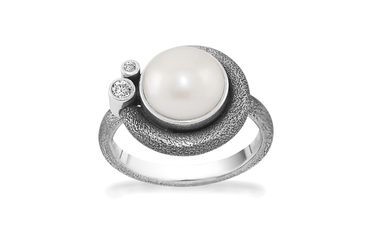 Ring - hvid ferskv.perle, topas