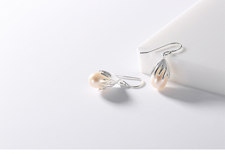 Sølv ørehæng m.dråb perler