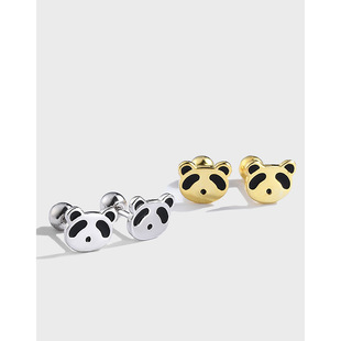 Sølv ørering gevind panda