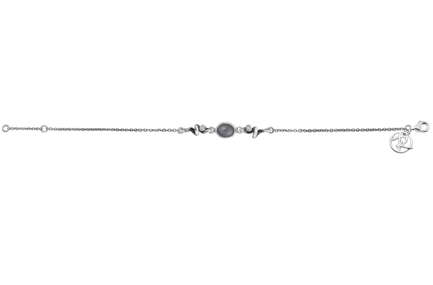 Sølv armbånd - Glamorous Grey+ grå månesten, CZ