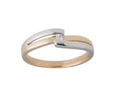 14 kt. guldring, bicolor m. 0,030 ct TW SI