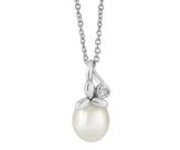 Collier - hvid ferskv.perle+ zirkonia