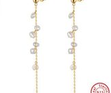 Fg.sølv ørestik kæde+perler 4-5mm