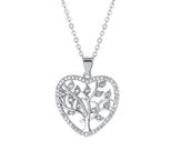 Rh.sølv halskæde hjerte livetstræ 21x21mm