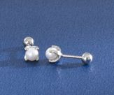 Rhod.sølv ørering gevind perler
