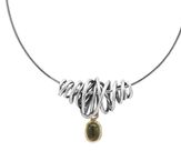 Sølv collier – Moss 14 kt. Guld vedh., cab. moldavit