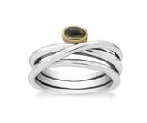 Sølv ring – Moss+14 kt. fatning, moldavit