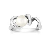 Sølv ring - Soft Line+ hvid ferskv.perle