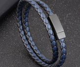 blå+sort læder armb. stål låse
